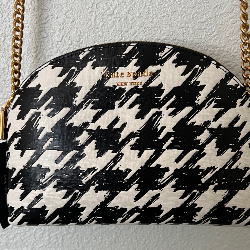 Kate Spade Morgan painterly houndstooth Crossbody Bag NWT with KS dust cover